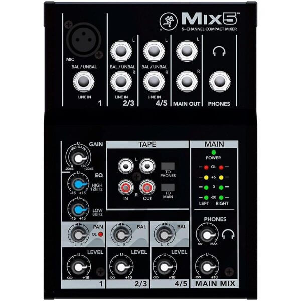 Mackie Mix5 5-Channel 1 Mic/Line Input Compact Mixer w/ 2-Band EQ 1169826 Brands Digital DJ Gear