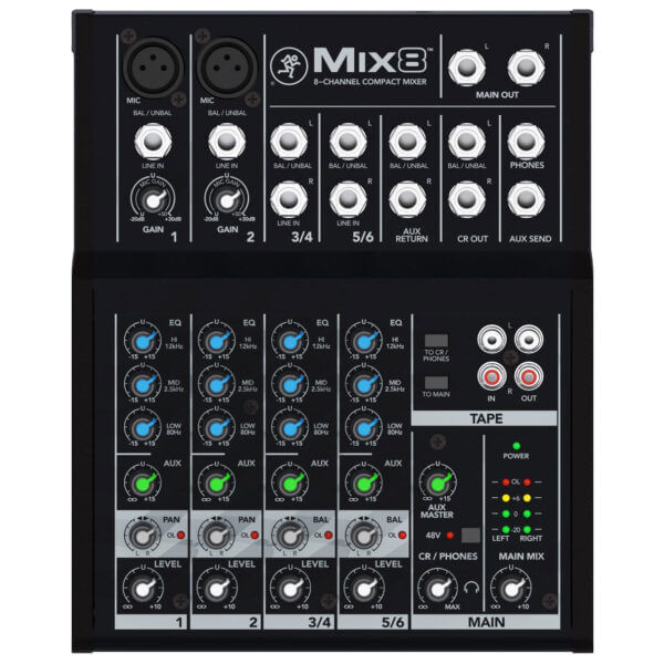 Mackie Mix8 8-Channel Compact Mixer with 2 MIC Pre Amps 1169827 Brands Digital DJ Gear