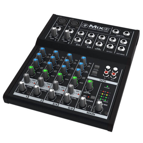 Mackie Mix8 8-Channel Compact Mixer with 2 MIC Pre Amps 242702 Brands Digital DJ Gear