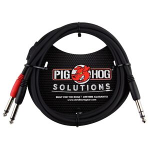 Pig Hog Solutions Heavy Duty 6′ TRS Male Dual 1/4″ Mono Male Insert Cable 238201 Accessories Digital DJ Gear