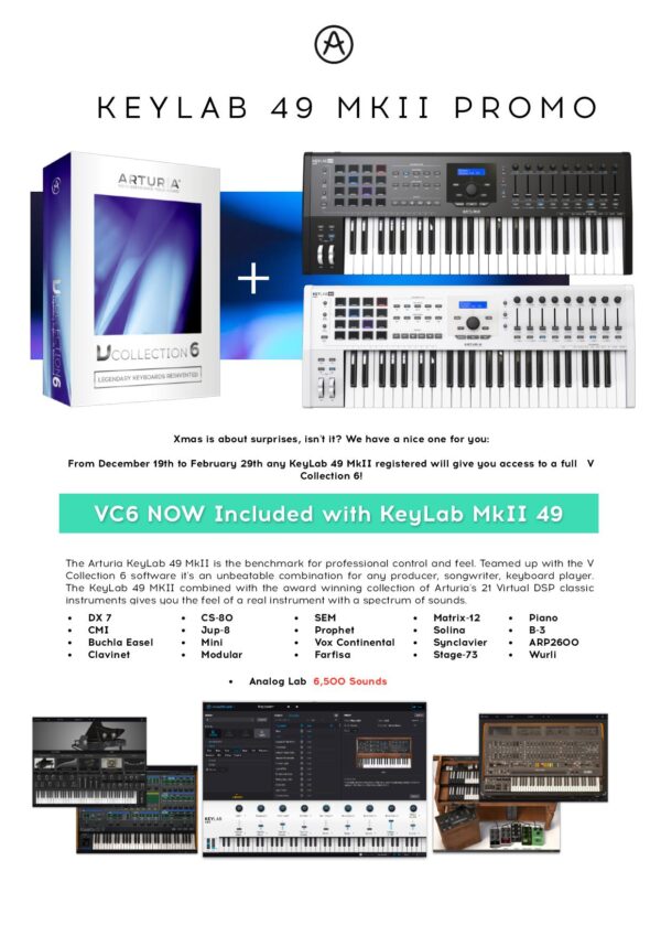 Arturia KeyLab 49 MK2 MIDI Keyboard Controller W. Ableton LiveLite +More BLACK 1178686 Brands Digital DJ Gear