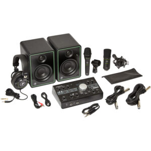 Mackie Studio Bundle 3″ Monitors, Controller, Headphones, & Two Microphones 1192744 Recording Digital DJ Gear