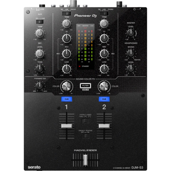 Pioneer DJ DJM-S3 Professional 2-Channel Serato DJ Mixer w/ Magvel Crossfader 1305711 DJ Gear Digital DJ Gear
