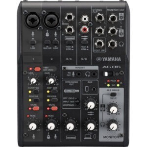 Yamaha AG06MK2 6-Channel Mixer and USB Audio Interface (Black) 1312378 Recording Digital DJ Gear