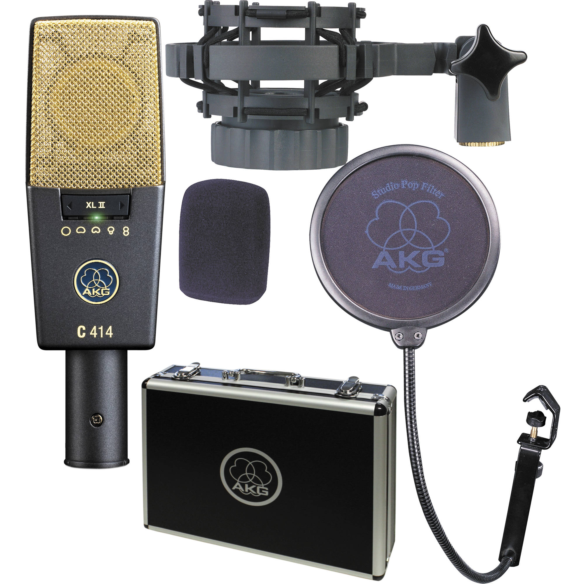 AKG C414 XLII Large-Diaphragm Multipattern Condenser Microphone 1334566 Recording Digital DJ Gear
